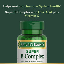 Nature's Bounty Super B-Complex vitamin supplement bottle, label partially visible