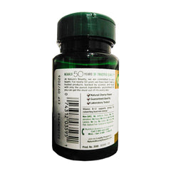 Natures Bounty green bottle showing back label for Vitamin B12 supplement 500mcg natural cherry flavor