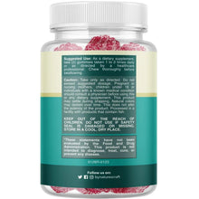 Magnesium gummies supplement bottle back panel with suggested use and caution text