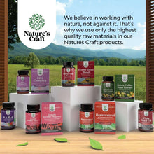 Nature's Craft supplement bottles and boxes displayed on a table outdoors