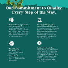 Supplement quality infographic with icons and text about ingredients and encapsulation
