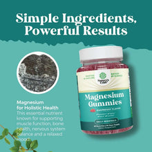 Magnesium gummies bottle with 'Simple Ingredients' graphic and ingredient circle