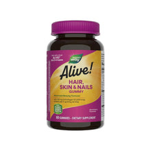 Hair, skin & nails gummy supplement bottle with purple cap, 60-count jar