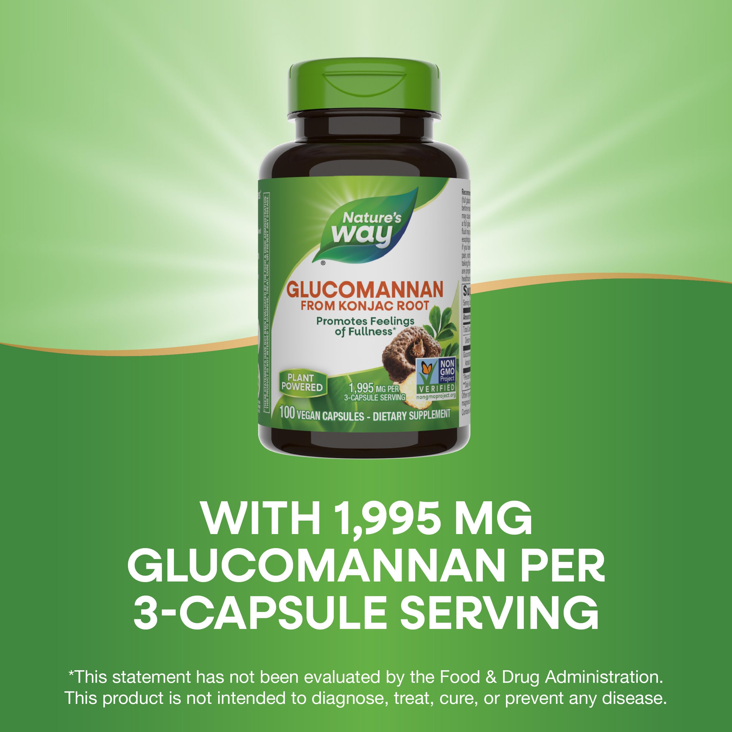 Natures Way Glucomannan from Konjac Root 1995 mg per 3 capsule serving 100 capsules dietary supplement glucomannan supplements UAE