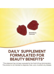 Nature's Way hair skin and nails gummies in strawberry flavor for daily beauty support