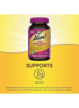Dietary supplement gummy bottle with purple cap and supports hair, skin & nail health
