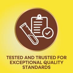 Nature's Way Alive women's vitamins quality seal icon with test tube clipboard and tested and trusted text