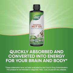 Nature's Way MCT oil organic bottle with coconut image green label promotes brain and body energy