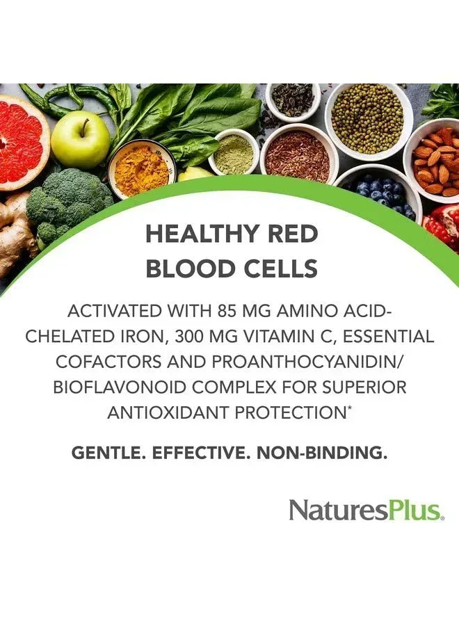 NaturesPlus Hema-Plex Iron – 60 Slow-Release Mini-Tabs | 85 mg Chelated Iron | Total Blood Health - Mumzar