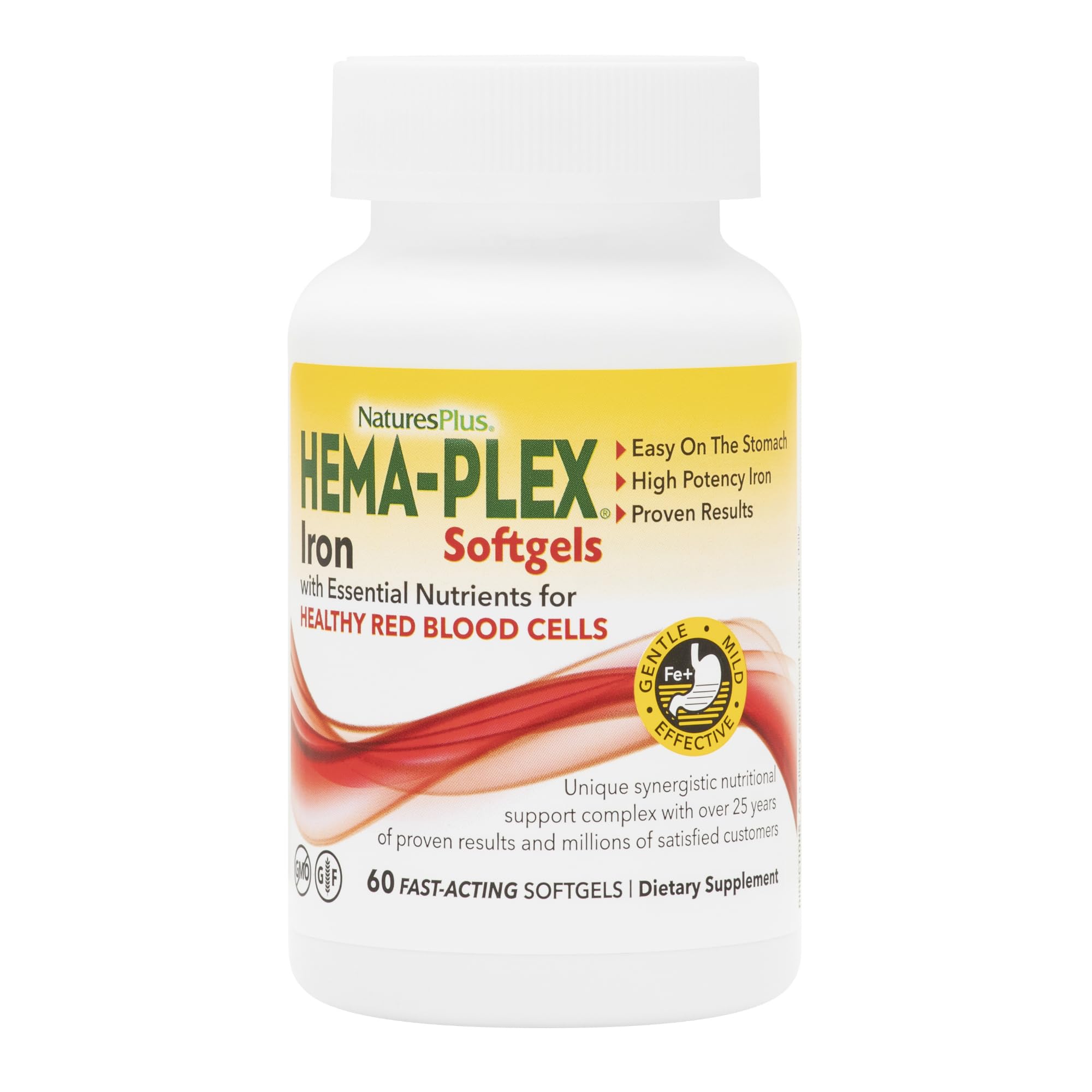 NaturesPlus HEMA-PLEX Vegan Iron Supplement UAE in 60 fast-acting softgels for healthy red blood cells