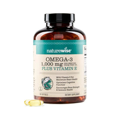 NatureWise Extra-Strength Omega 3 Fish Oil Supplement - 1000mg per Serving - 600 EPA & 400 DHA and Vitamin E - Support for Heart & Brain Health - Lemon Flavor, GMO-Free - 180 Softgels[3-Month Supply] - Mumzar