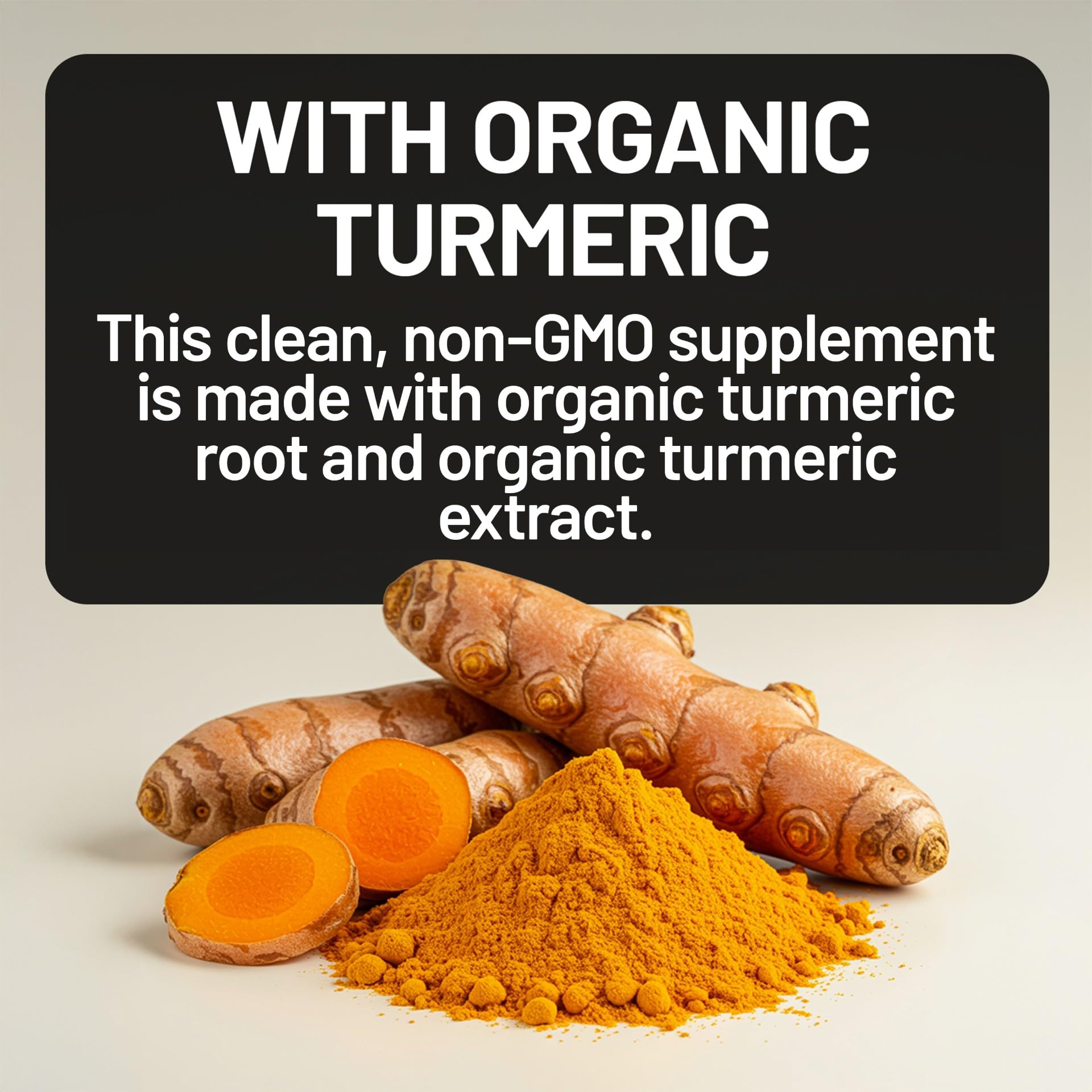 NatureWise organic turmeric roots and ground powder with label highlighting turmeric curcumin supplement UAE non GMO