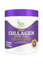 Super collagen peptides powder tub with purple lid, white label, 200 g.