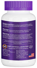 Magnesium glycinate chelate supplement bottle, back label, 200 mg, 120 capsules