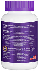 NBL NATURAL white bottle with purple cap showing back label text and directions for magnesium glycinate chelate supplement