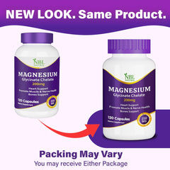 NBL NATURAL magnesium glycinate chelate supplement 200mg 120 capsules purple label new look packaging
