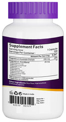 NBL NATURAL white bottle with purple cap showing Supplement Facts label 120 count magnesium glycinate chelate supplement