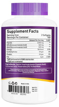 Fish oil supplement bottle back label with Supplement Facts panel and barcode