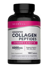 NeoCell grassfed collagen peptides supplement bottle, black cap, 180 tablets