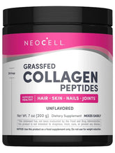 Neocell collagen peptides supplement jar front label, black lid and pink/white label