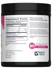 Neocell super collagen powder black jar back label showing Supplement Facts gluten free keto friendly
