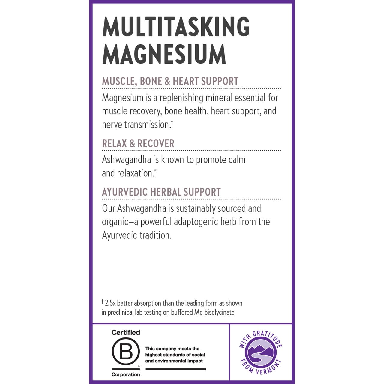 New Chapter Multitasking Magnesium for muscle bone and heart support with Ayurvedic benefits magnesium ashwagandha supplement UAE