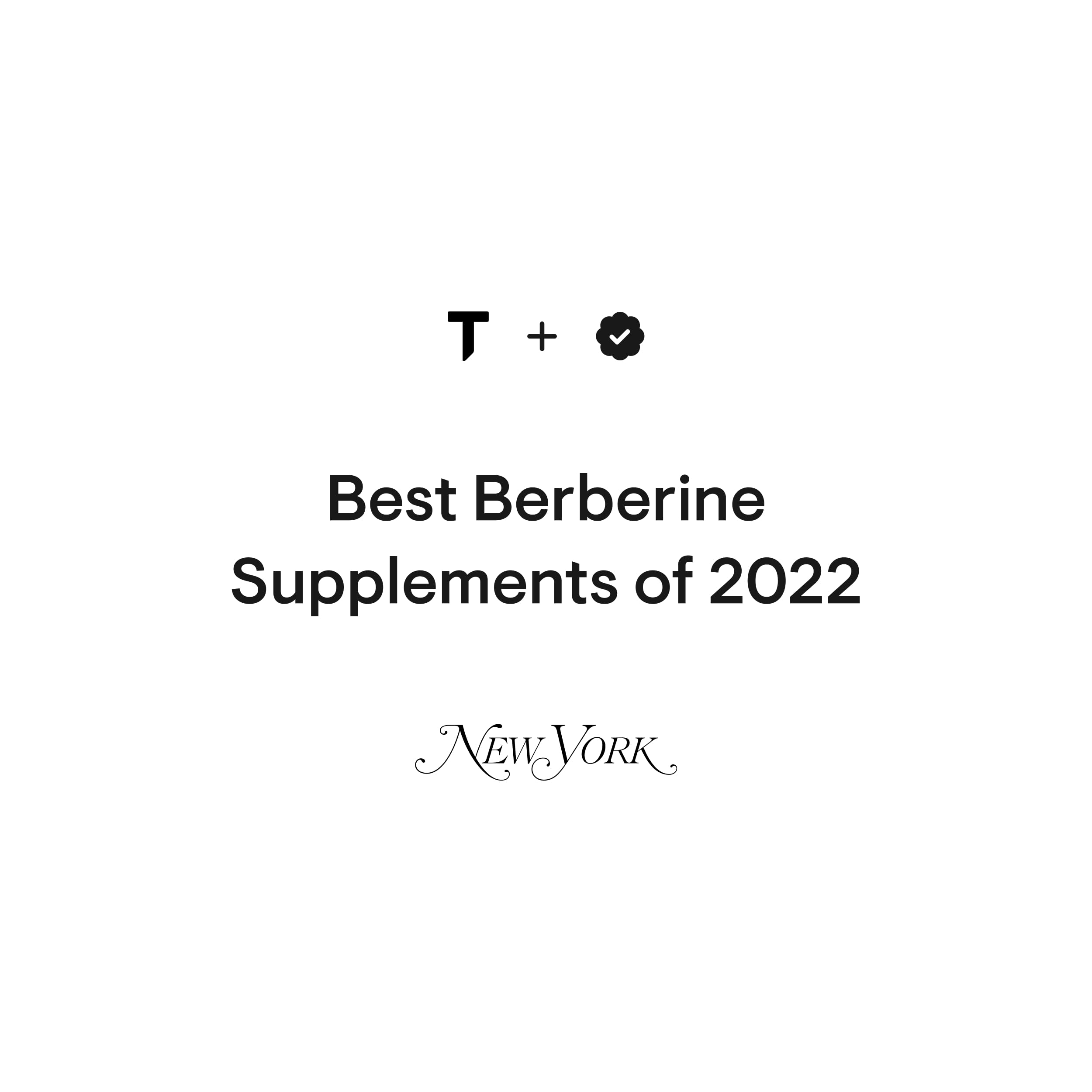 THORNE white badge reading Best Berberine Supplements of 2022 with New York logo featuring Berberine supplement