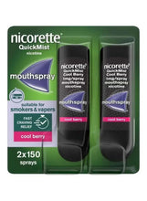 Nicorette QuickMist mouth spray pack, cool berry flavor, two 150-spray bottles