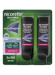 Nicorette QuickMist Mouth Spray – Cool Berry (2 x 150 Sprays) | Fast-Acting Nicotine Replacement | Relieves Cravings in 30 Seconds - Mumzar