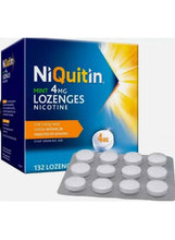 NiQuitin mint nicotine lozenges box with 132 white tablets, 4mg