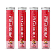 Set of four effervescent tablet tubes with red labels and 20-tablet count