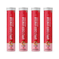 Four Noble Nature apple cider vinegar effervescent tablets tubes in red packaging apple flavor 20 tablets each