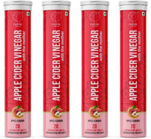 Effervescent tablet tube with red label reading Apple Cider Vinegar, 20 tablets