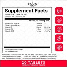 Supplement Facts panel for effervescent tablets, listing servings and nutrient amounts
