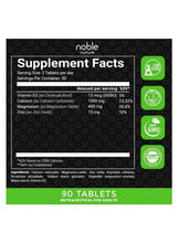Supplement facts panel for calcium magnesium zinc with vitamin D3, 90 tablets