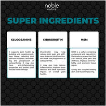 Super ingredients panel featuring glucosamine, chondroitin, and MSM for joint support