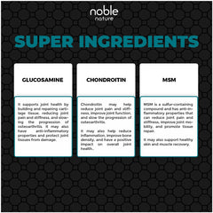 Noble Nature product image highlighting super ingredients glucosamine chondroitin and MSM for joint support supplement UAE