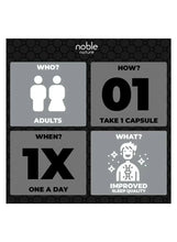 Usage instructions graphic: adults take 1 capsule per day for improved sleep quality
