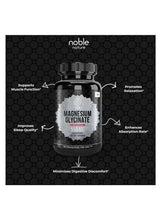 Magnesium glycinate supplement bottle with feature callouts and 550 mg
