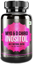 Front view Myo & D-Chiro Inositol supplement bottle, 40:1 natural ratio, 90 veg tablets