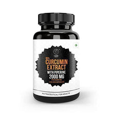 Turmeric curcumin supplement bottle with black cap and curcumin extract label