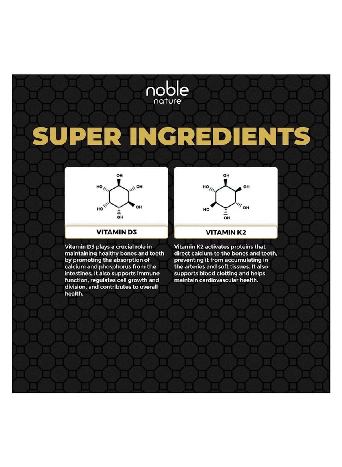 Noble Nature Vitamin D3 K2 supplement UAE with super ingredients for bone and cardiovascular health