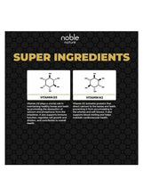 Super ingredients panel for Vitamin D3 + K2 MK7, showing vitamin diagrams