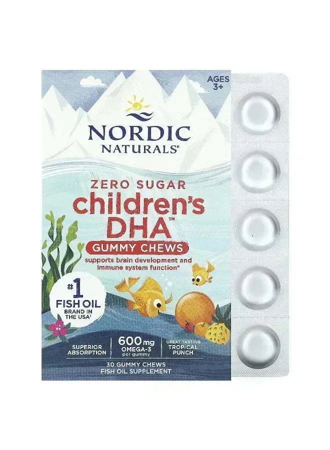 Nordic Naturals Children’s DHA Gummy Chews – Tropical Punch, 600 mg, 30 Gummies - Mumzar