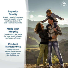 Nordic Naturals omega-3 supplement marketing card with “Superior Quality” text