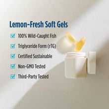 Lemon-fresh soft gel graphic with yellow capsules and checklist icons
