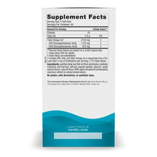 Omega-3 supplement box back panel with Supplement Facts table