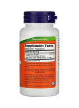 NOW Foods Ashwagandha supplement facts label on 450 mg capsules bottle