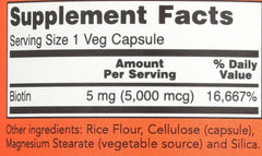 NOW Biotin 5000 mcg Capsules UAE - 120 Veg Capsules - Mumzar