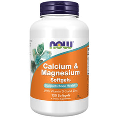 NOW Calcium and Magnesium softgels 120 count bottle calcium magnesium vitamin d3 zinc supplement for bone health